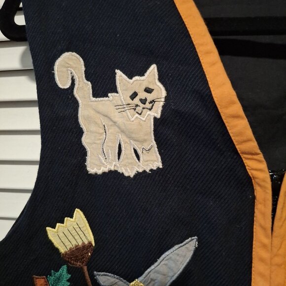 Vintage Gallagher Halloween Embroidered Vest L Festival Grandma Cottage - Picture 4 of 8